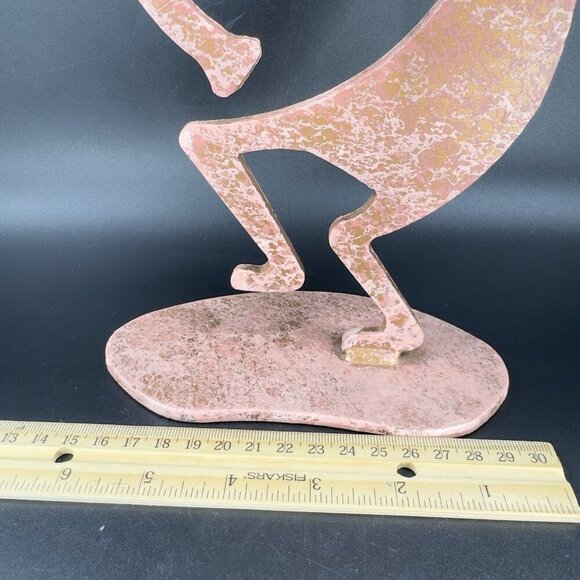 Kokopelli Tall Figurine Metal Art Statue Painted Brown Pink Primitive Style VTG - Picture 4 of 11
